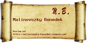 Malinovszky Benedek névjegykártya